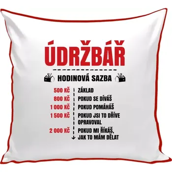 Polštář Polštář barevný 32x32 cm Hodinová sazba - údržbář