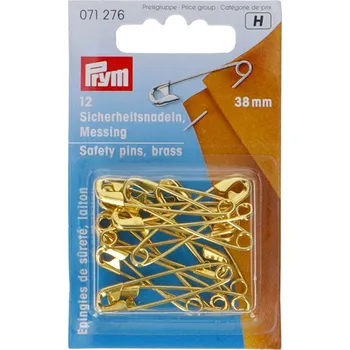 PRYM Zavírací špendlíky, č. 2, 38 mm, zlaté barvy, 12 ks