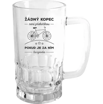 Sklenice Půllitr pro cyklisty - Žádný kopec není překážkou, pokud je za ním hospoda - čirý