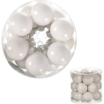 Vánoční ozdoba Autronic Ozdoby skleněné, barva bílá, pr.3 cm, cena za 1 balení (18ks) - VAK129-3