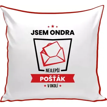 Polštář Polštář barevný 32x32 cm Nejlepší v okolí - pošťák