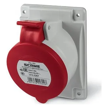 Elektrická zásuvka SCAME OPTIMA Zásuvka vestavná, šikmá - 3P+N+E, 32A, 6h/380-415 V, 50/60 Hz, IP44