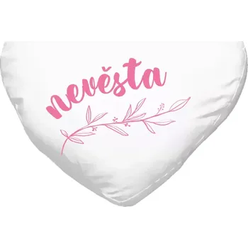 Polštář Polštář srdce 40x35 cm Nevěsta - s větvičkou
