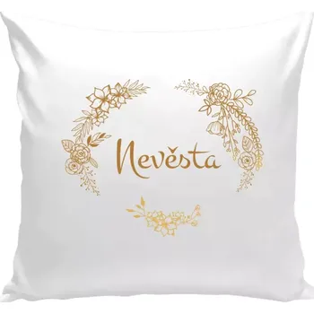 Polštář Polštář bílý 40x40 cm Nevěsta - okrové květiny