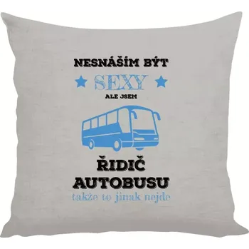 Polštář Polštář lněný 40x40 cm Nesnáším být sexy, ale jsem řidič autobusu