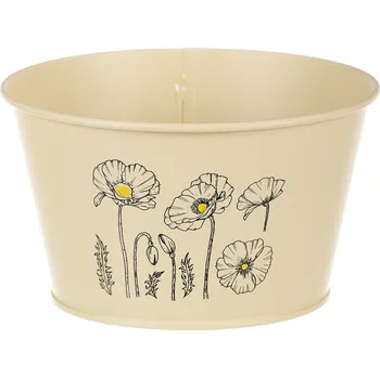 Stojan na květiny Autronic Obal kovový, žlutá barva s máky KK112 YEL