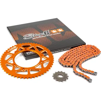 Řetězová sada 13x53 - 420 Stage6 alu CNC oranžová Rieju MRT
