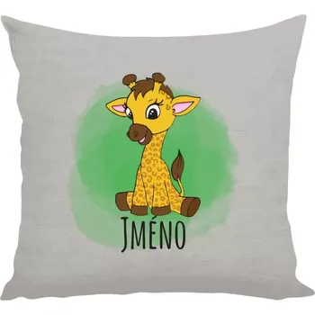 Polštář Polštář lněný 40x40 cm Žirafa