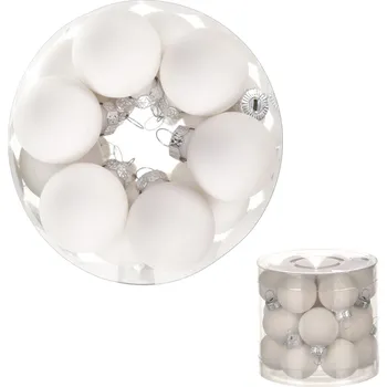 Vánoční dekorace Autronic Ozdoby skleněné, barva bílá, pr.3 cm, cena za 1 balení (18ks) - VAK117-3