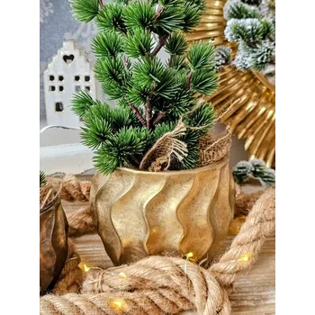 Obal na květináč Zlatý antik keramický obal na květináč Karbala - Ø 15*13cm