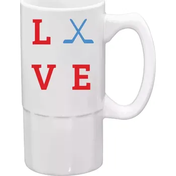 Sklenice Půllitr bílý vysoký Love - hokejky