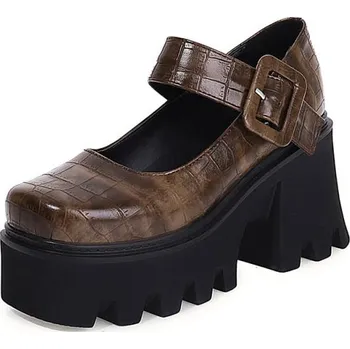 Dámské lodičky Texturované lodičky s hranatou špičkou GoodDayGirl Fashion Barva: Hnědá, Velikost: 37