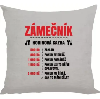 Polštář Polštář lněný 40x40 cm Hodinová sazba - zámečník