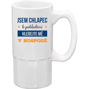 Sklenice Vtipný půllitr - Jsem chlapec k pohledání, hledejte mě v hospodě - 500 ml