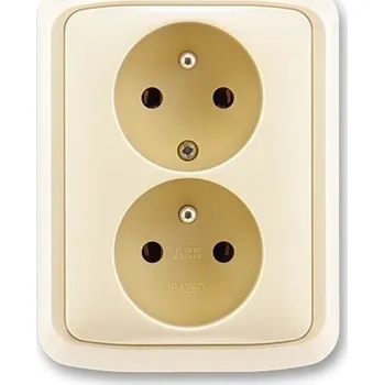Elektrická zásuvka ABB Tango Dvojzásuvka, E (francouzská), termoplast, slonová kost 5512A-2349C
