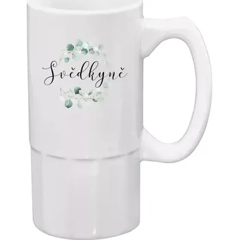 Sklenice Půllitr bílý vysoký Svědkyně - eukalyptus