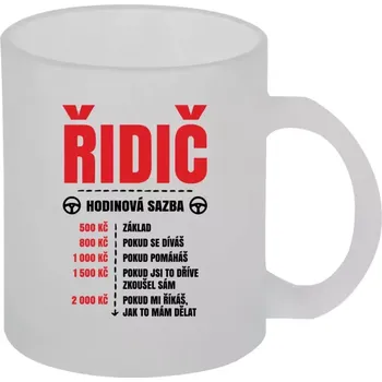 Hrnek 330 ml - skleněný matný Hodinová sazba - řidič