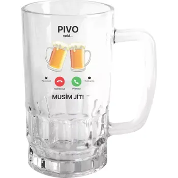 Sklenice Pivní půllitr - Pivo volá... musím jít! - čirý