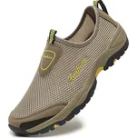 Letní pánské boty nazouvací se síťkou a nápisem Barva: Hnědá, Velikost: 46