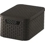Koš s víkem, hnědá, 7 l, umělý ratan, CURVER CURVER