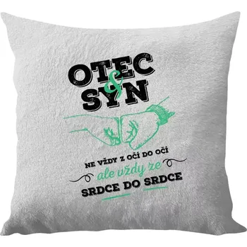 Polštář Polštář bílý 40x40 cm - dlouhý chlup Otec a syn, ze srdce do srdce