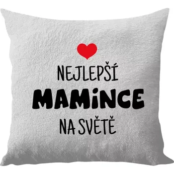 Polštář Polštář bílý 40x40 cm - dlouhý chlup Nejlepší mamince na světě