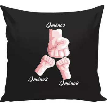 Polštář Polštář černý 40x40 cm Ručičky se jménem