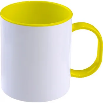 AveTech Žlutý polymerový hrnek 300 ml s barevným vnitřkem a uchem