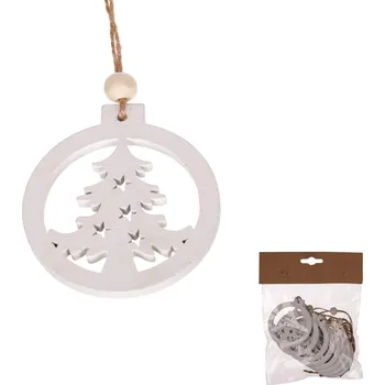 Vánoční ozdoba Autronic Stromek dřevěný v bílé barvě. Cena za 1 sáček(8ks) OC3815