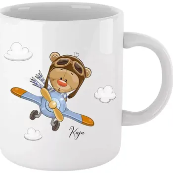 Hrnek 330 ml - bílý Medvídek v letadle