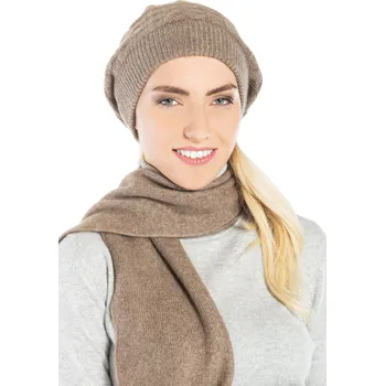 Čepice Duuree.cz Dárkový set Isabelle čepice a šála 100% kašmír Barva: Hnědá