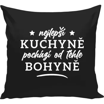 Polštář Polštář černý 40x40 cm Nejlepší kuchyně je od téhle bohyně