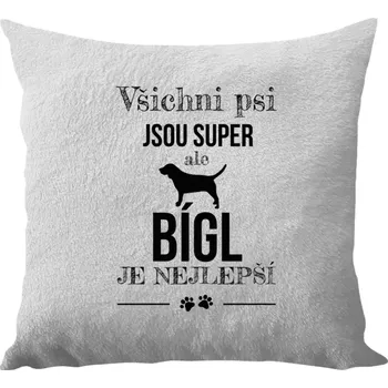 Polštář Polštář bílý 40x40 cm - dlouhý chlup Bígl je nejlepší