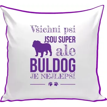 Polštář Polštář barevný 32x32 cm Buldog je nejlepší
