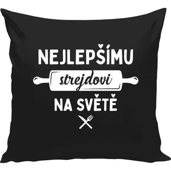 Polštář Polštář černý 40x40 cm Nejlepšímu strejdovi na světě - váleček