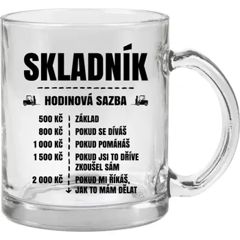 Hrnek 330 ml - skleněný Hodinová sazba - skladník