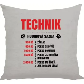 Polštář Polštář lněný 40x40 cm Hodinová sazba - technik