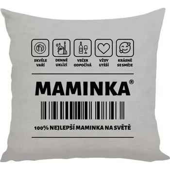 Polštář Polštář lněný 40x40 cm Čárový kód - maminka