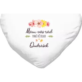 Polštář Polštář srdce 40x35 cm Mám vás rád, paní učitelko - jméno