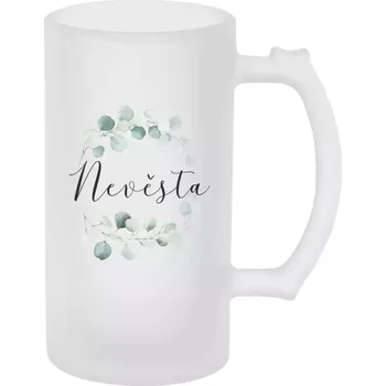 Sklenice Půllitr pro nevěstu - Nevěsta - eukalyptus - matný