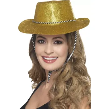 Karnevalový doplněk Glitter kovbojský klobouk - zlatý