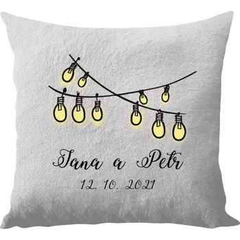 Polštář Polštář bílý 40x40 cm - dlouhý chlup Světýlka se jmény