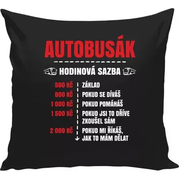 Polštář Polštář černý 40x40 cm Hodinová sazba - autobusák