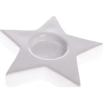 Svícen Vánoční keramický svícen na čajovou svíčku Astre bílá, 11,5 x 11,5 cm