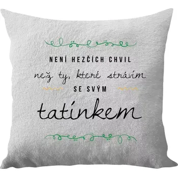 Polštář Polštář bílý 40x40 cm - dlouhý chlup Není hezčích chvil, než ty které strávím se svým tatínkem