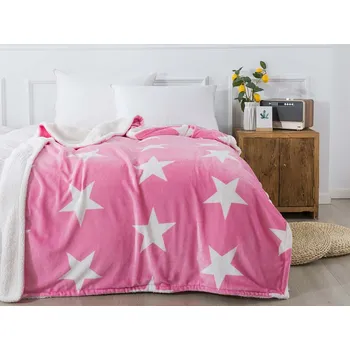 deka XPOSE® Mikroplyšová deka LÝDIE s beránkem - růžová 140x200 cm, Mikroplyš s beránkem + Prodloužená možnost vrácení zboží do 50 dnů