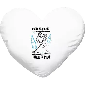 Polštář Polštář srdce 40x35 cm Plány na víkend - hokej a pivo