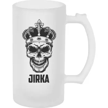 Sklenice Půllitr z kategorie ostatní - Lebka se jménem - matný