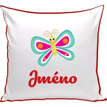 Polštář Polštář barevný 32x32 cm Motýlek se jménem