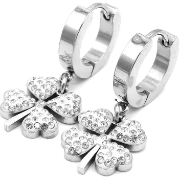 Náušnice Steel Jewelry Náušnice čtyřlístek z chirurgické oceli NS230947 dárkové balení zdarma